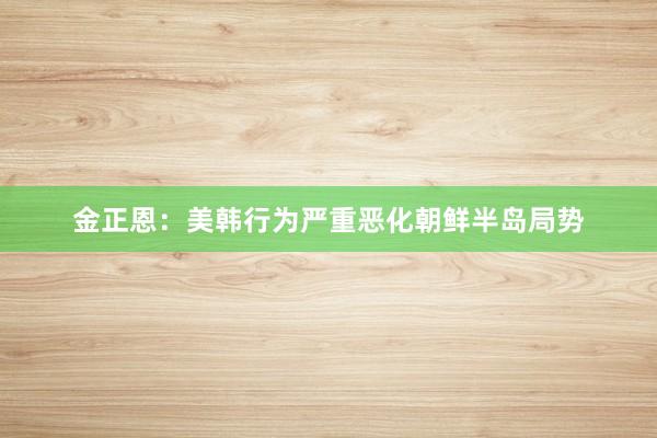 金正恩：美韩行为严重恶化朝鲜半岛局势