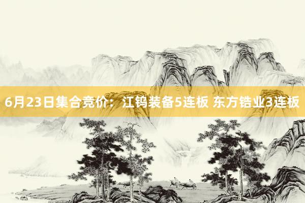 6月23日集合竞价：江钨装备5连板 东方锆业3连板