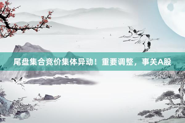 尾盘集合竞价集体异动！重要调整，事关A股