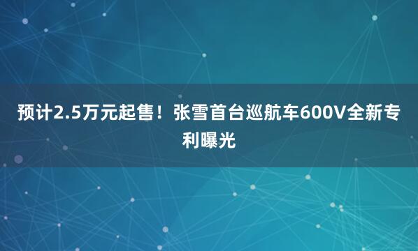 预计2.5万元起售！张雪首台巡航车600V全新专利曝光