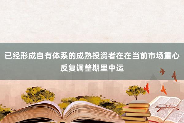 已经形成自有体系的成熟投资者在在当前市场重心反复调整期里中运