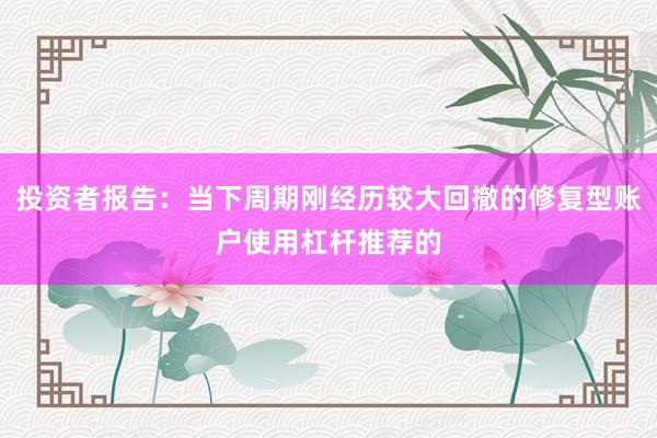 投资者报告：当下周期刚经历较大回撤的修复型账户使用杠杆推荐的