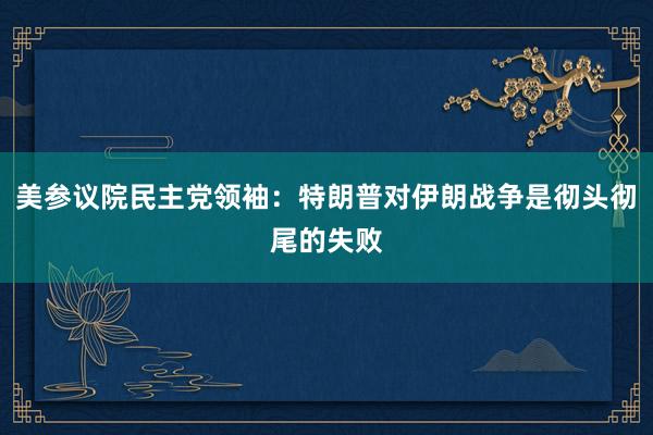 美参议院民主党领袖：特朗普对伊朗战争是彻头彻尾的失败