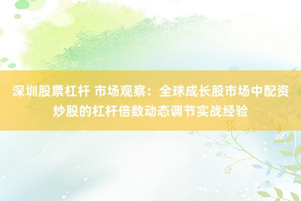 深圳股票杠杆 市场观察：全球成长股市场中配资炒股的杠杆倍数动态调节实战经验