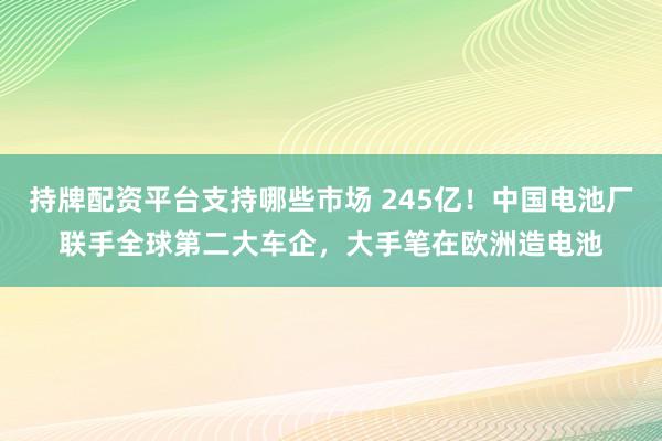 持牌配资平台支持哪些市场 245亿！中国电池厂联手全球第二大车企，大手笔在欧洲造电池