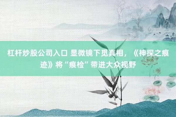 杠杆炒股公司入口 显微镜下觅真相，《神探之痕迹》将“痕检”带进大众视野